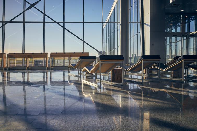 Waiting area at Helsinki airport's west pier.