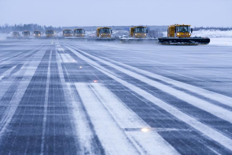 Icy runway at Helsinki Airport.