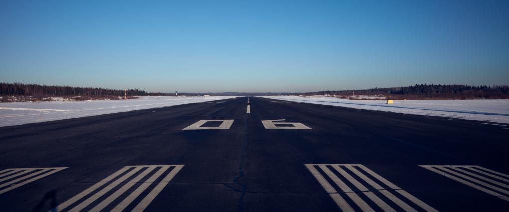 Empty runway during winter.